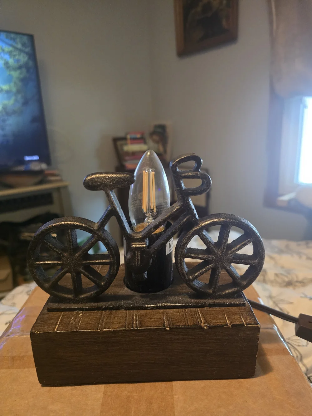 Rustic Bicycle LED Accent Lamp - Brown